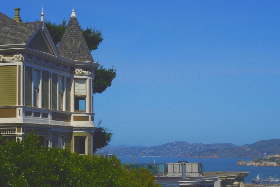 A Pacific Heights house overlooking San Francisco Bay protected by a home surveillance system.