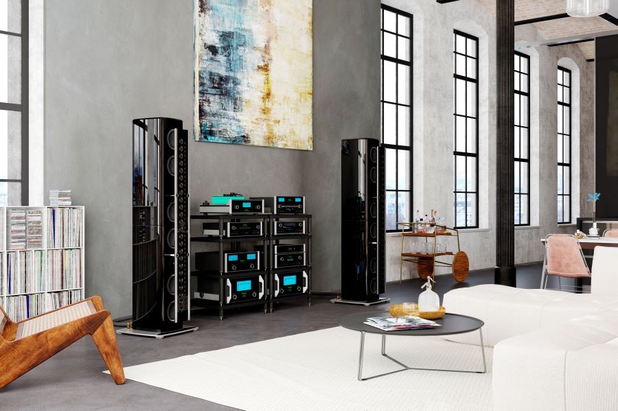 McIntosh audio equipment in a large, modern space with an open floor plan.
